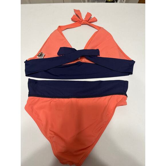Tommy Bahama 2 - piece Swim Suit Size XL - Small Tall Orange Navy Blue - Picture 4 of 9